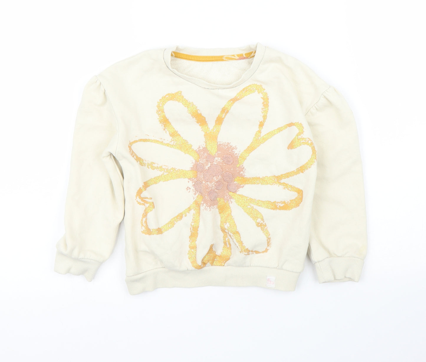 Nutmeg Girls Beige Floral  Pullover Jumper Size 4 Years