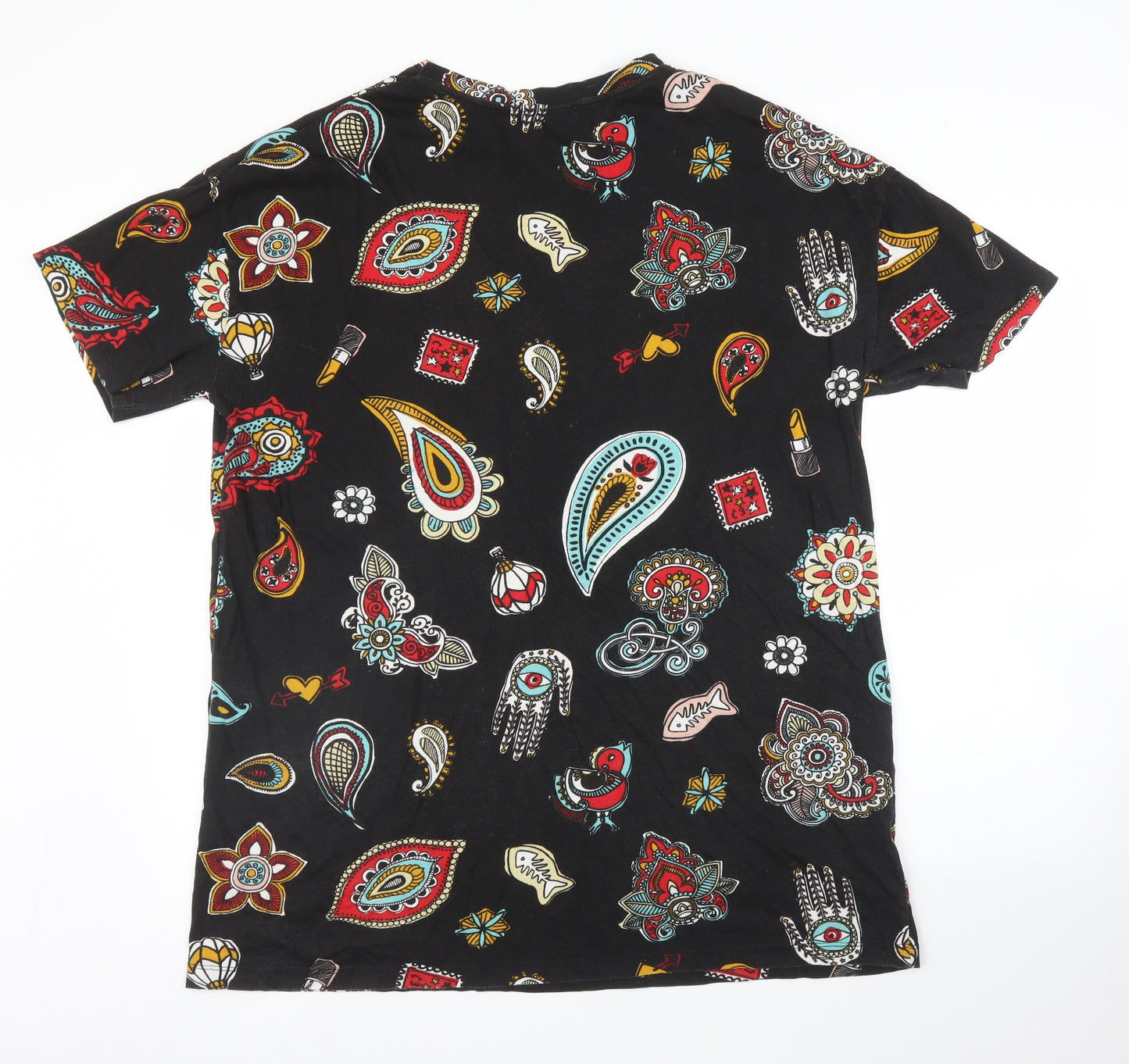 Zara Mens Black Paisley   T-Shirt Size L