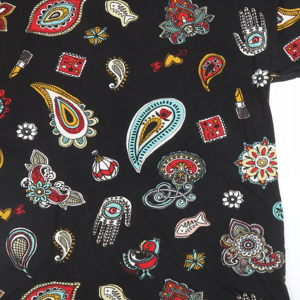 Zara Mens Black Paisley   T-Shirt Size L