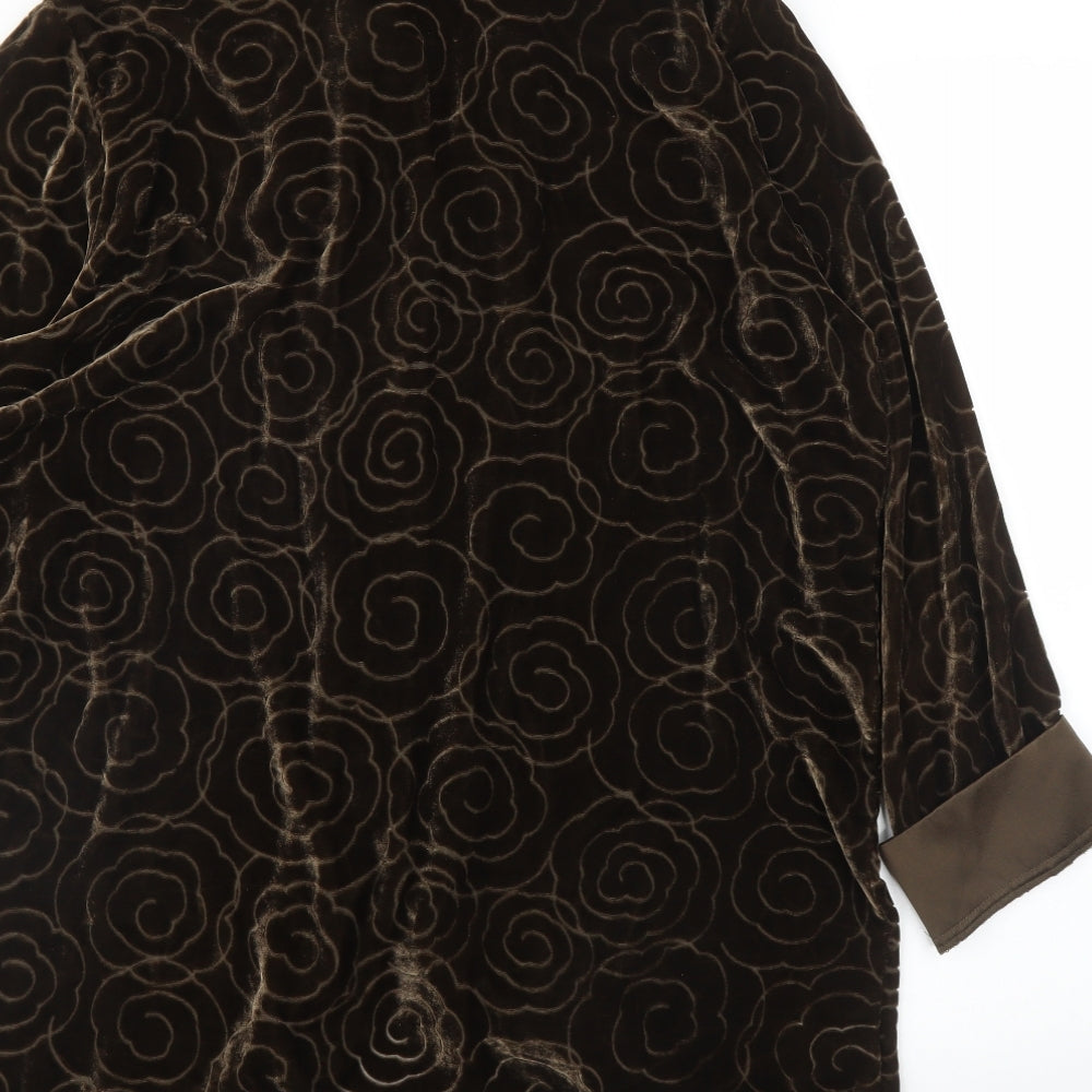 Country Casuals Womens Brown Floral  Basic Blouse Size L