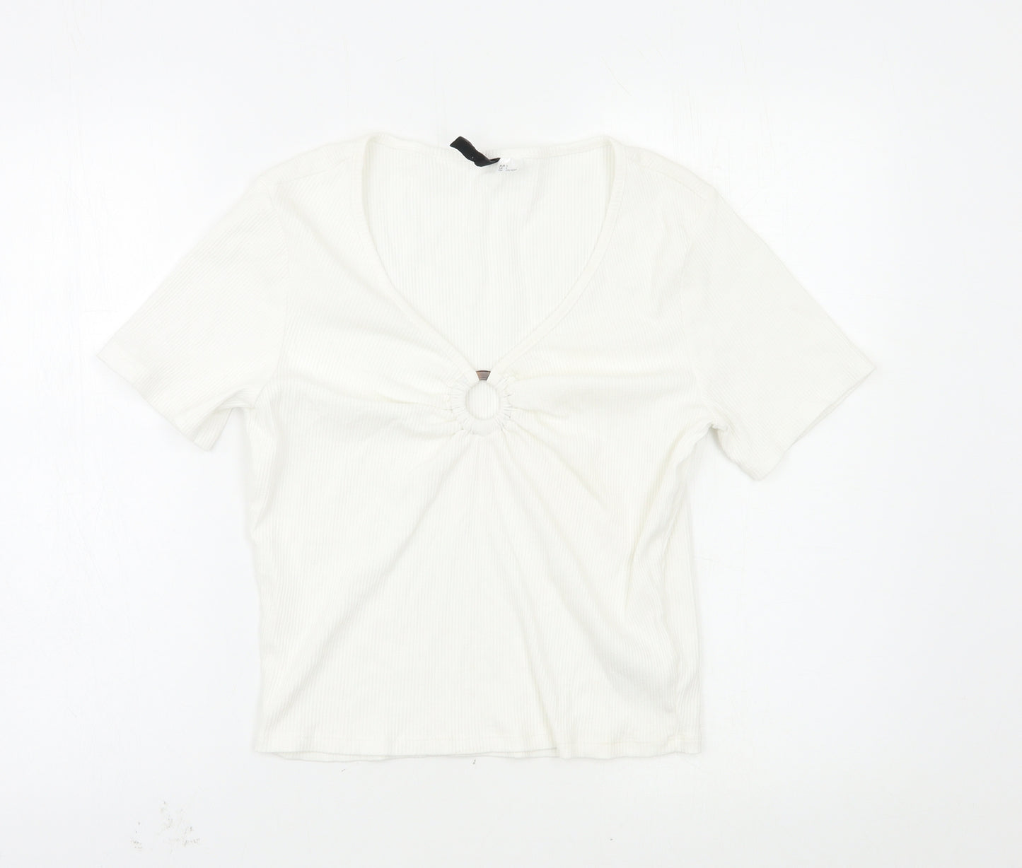 H&M Womens White   Basic T-Shirt Size L