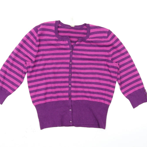 Debenhams Womens Purple Striped  Cardigan Jumper Size 14