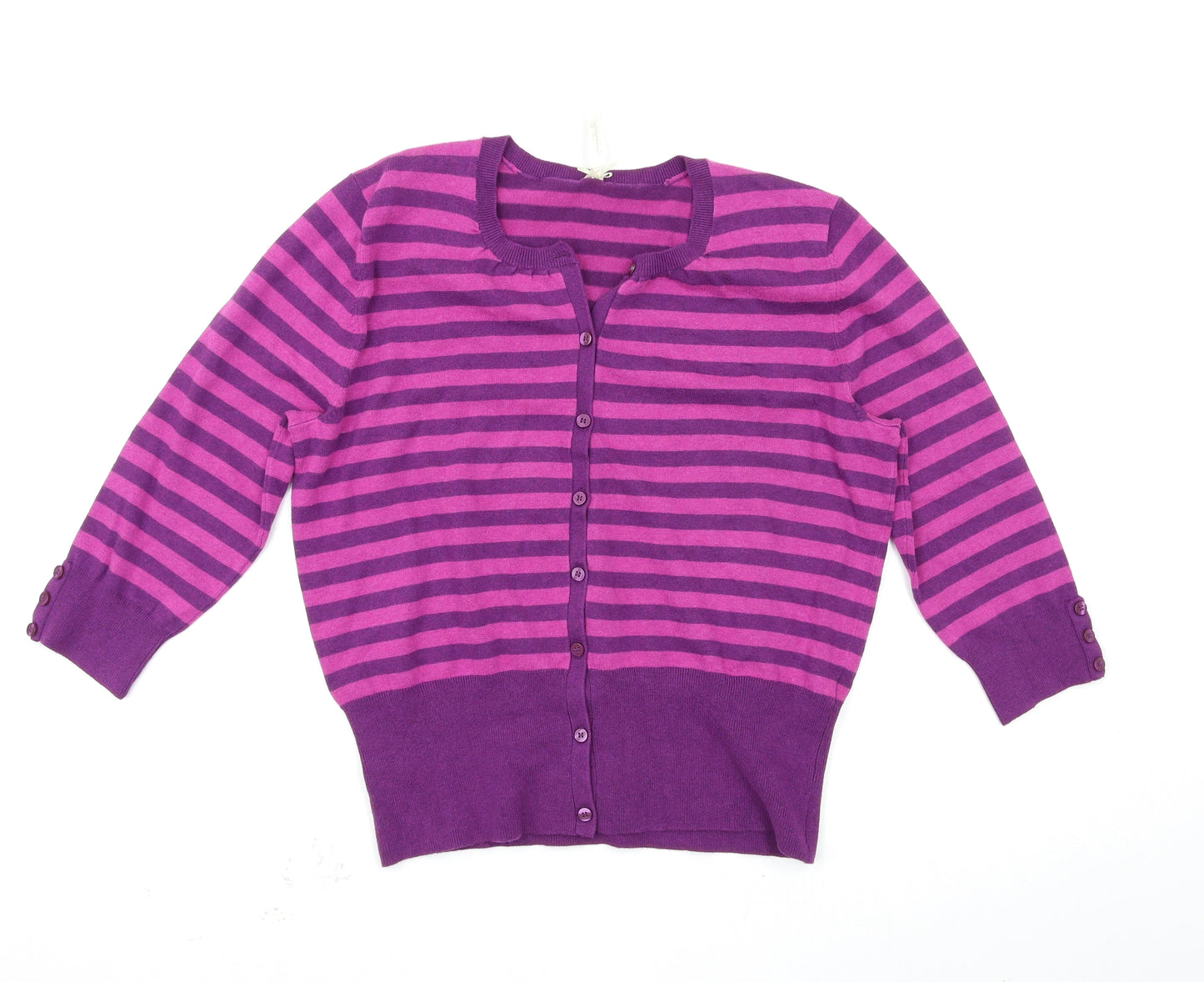 Debenhams Womens Purple Striped  Cardigan Jumper Size 14