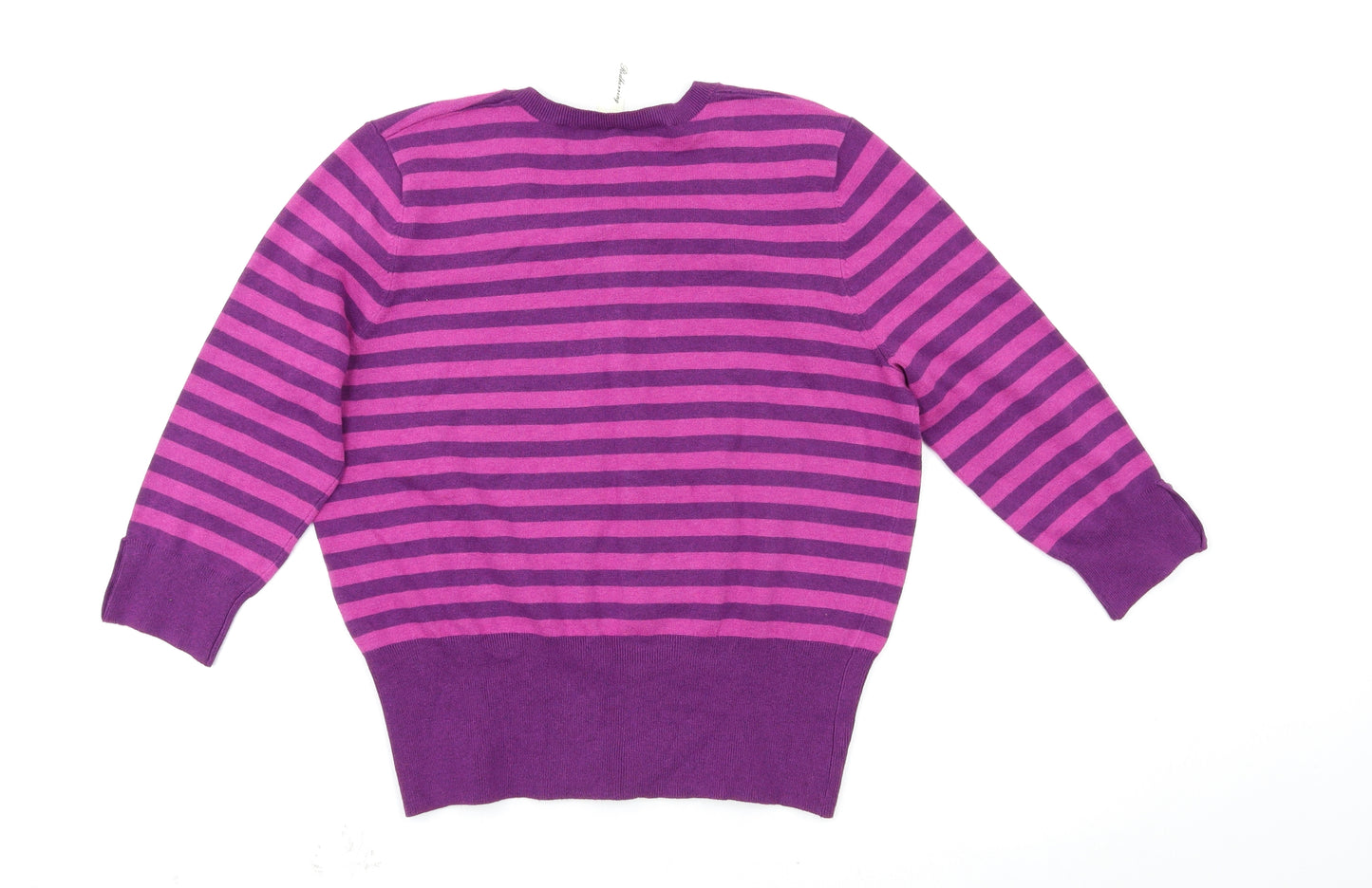 Debenhams Womens Purple Striped  Cardigan Jumper Size 14