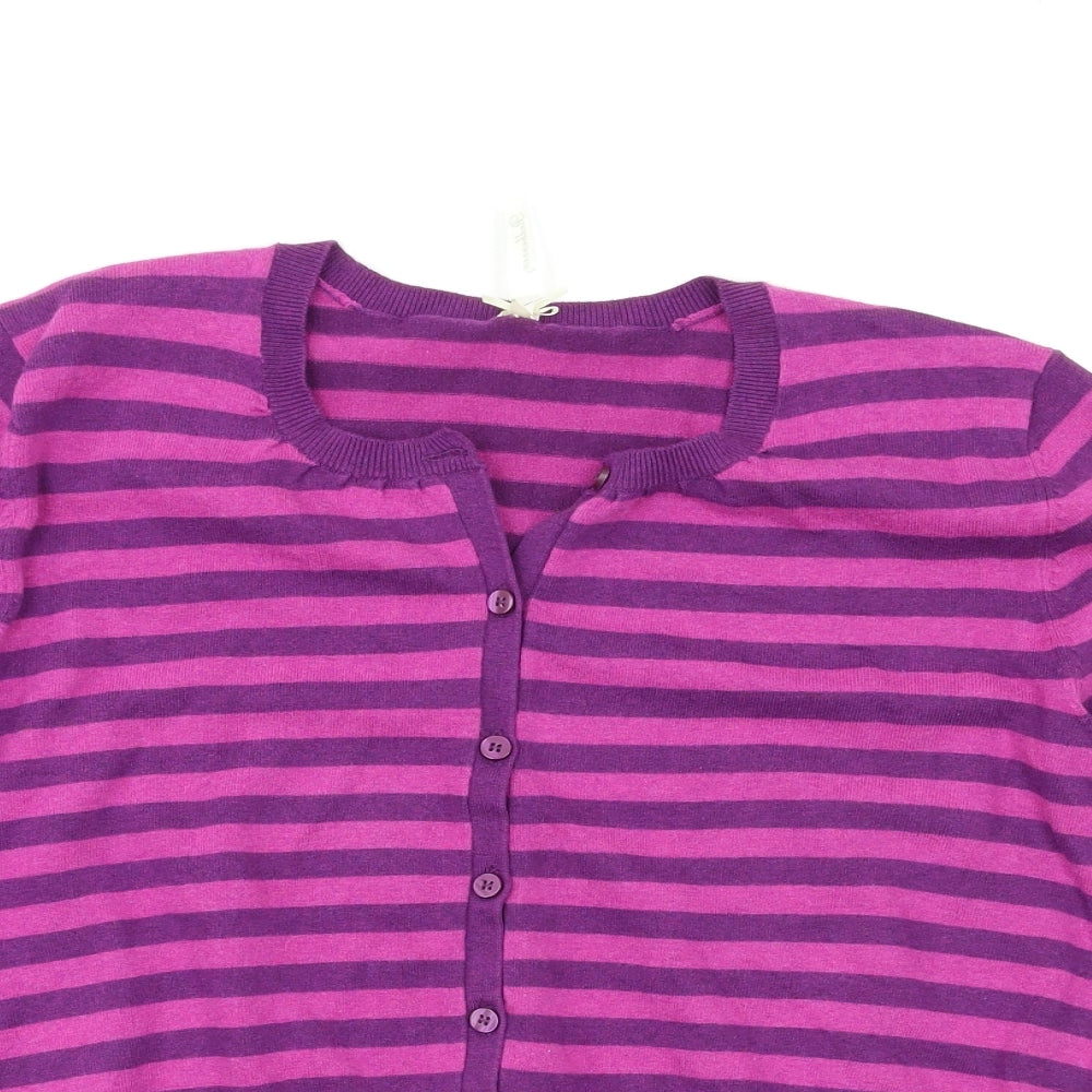 Debenhams Womens Purple Striped  Cardigan Jumper Size 14