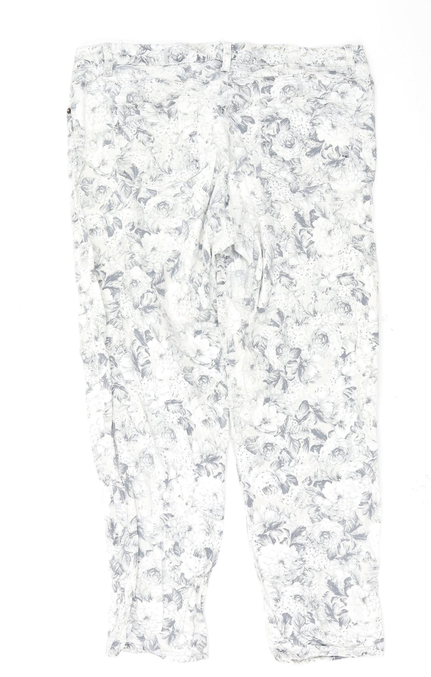 Preworn Womens Grey Floral  Skinny Jeans Size 18 L29 in