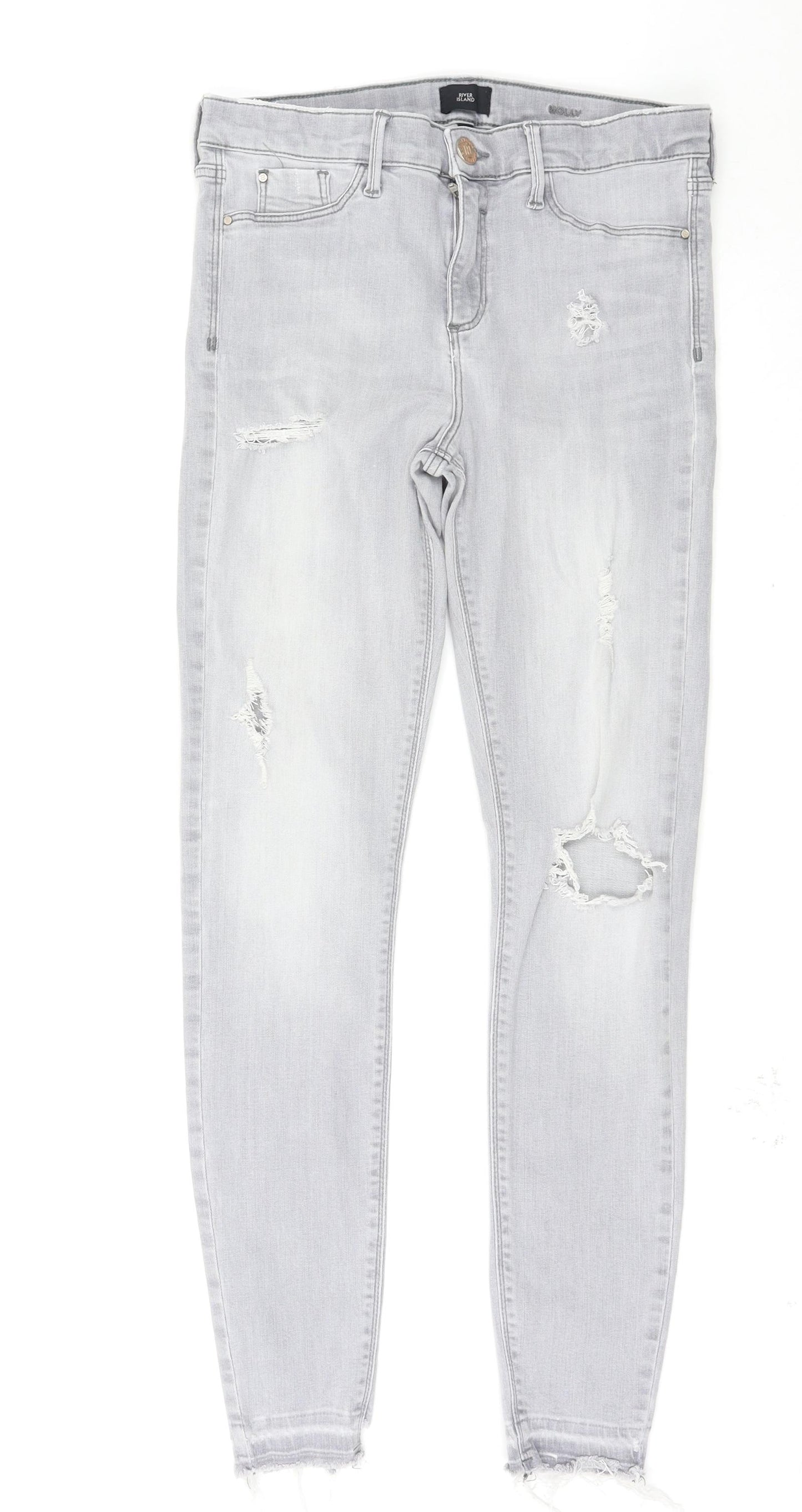 River Island Womens Grey   Skinny Jeans Size 12 L28 in