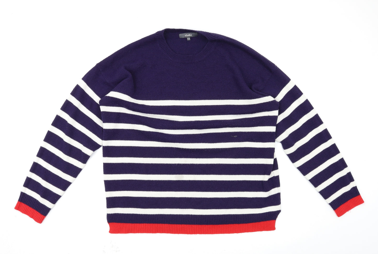 Studio Womens Blue Striped  Pullover Jumper Size 18