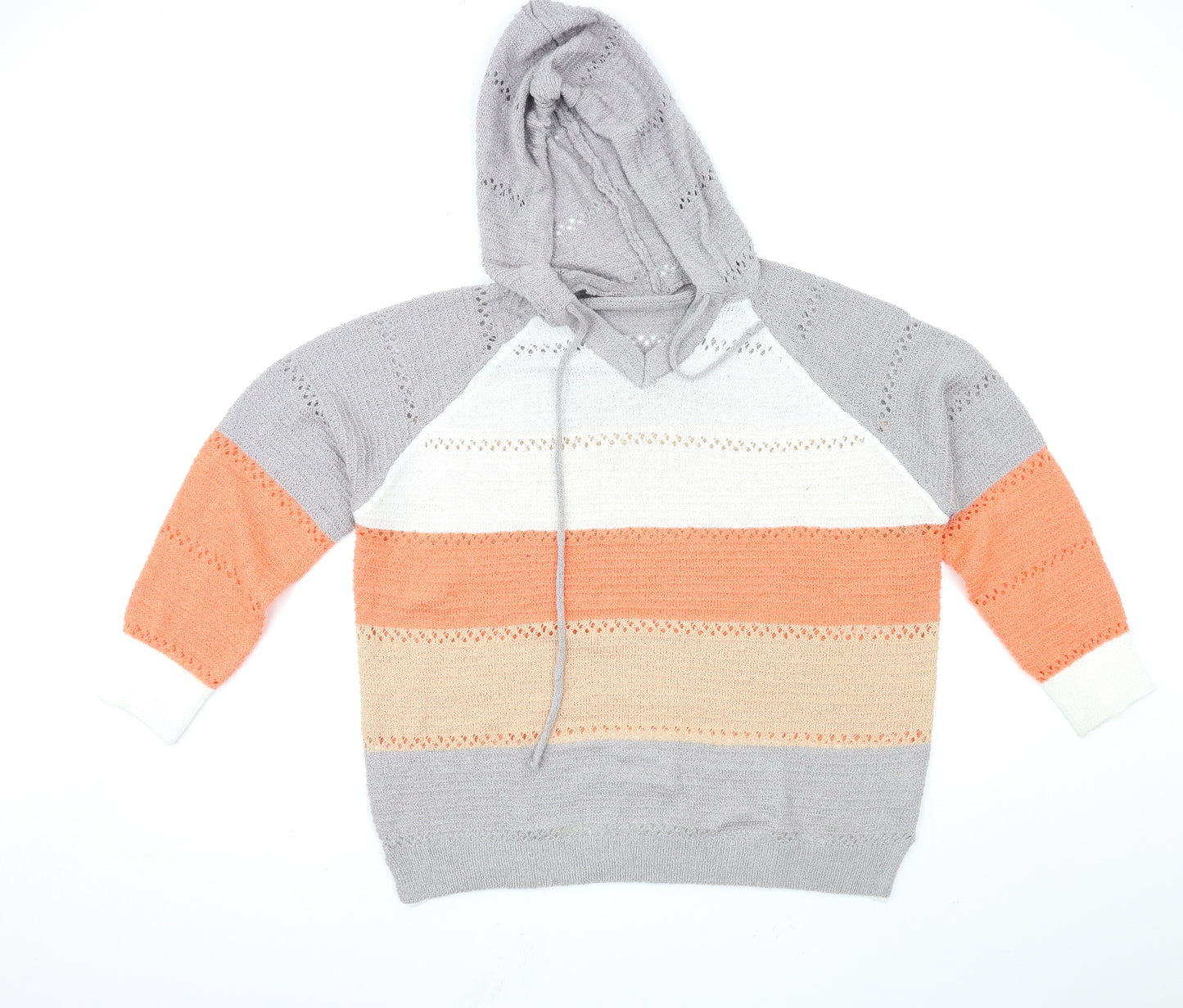 Preworn Womens Multicoloured Striped  Pullover Hoodie Size 2XL