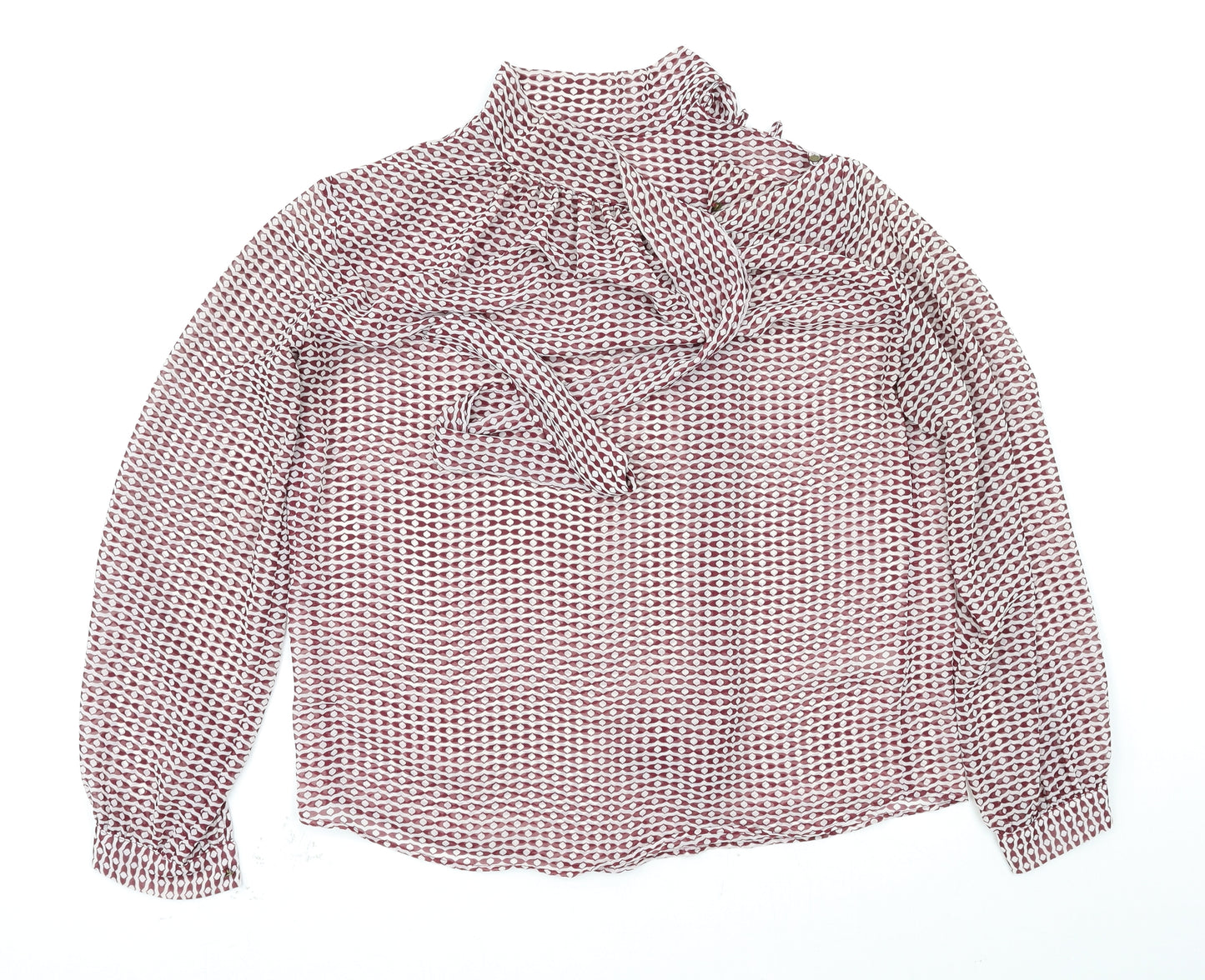 TU Womens Red Argyle/Diamond  Basic Blouse Size 12