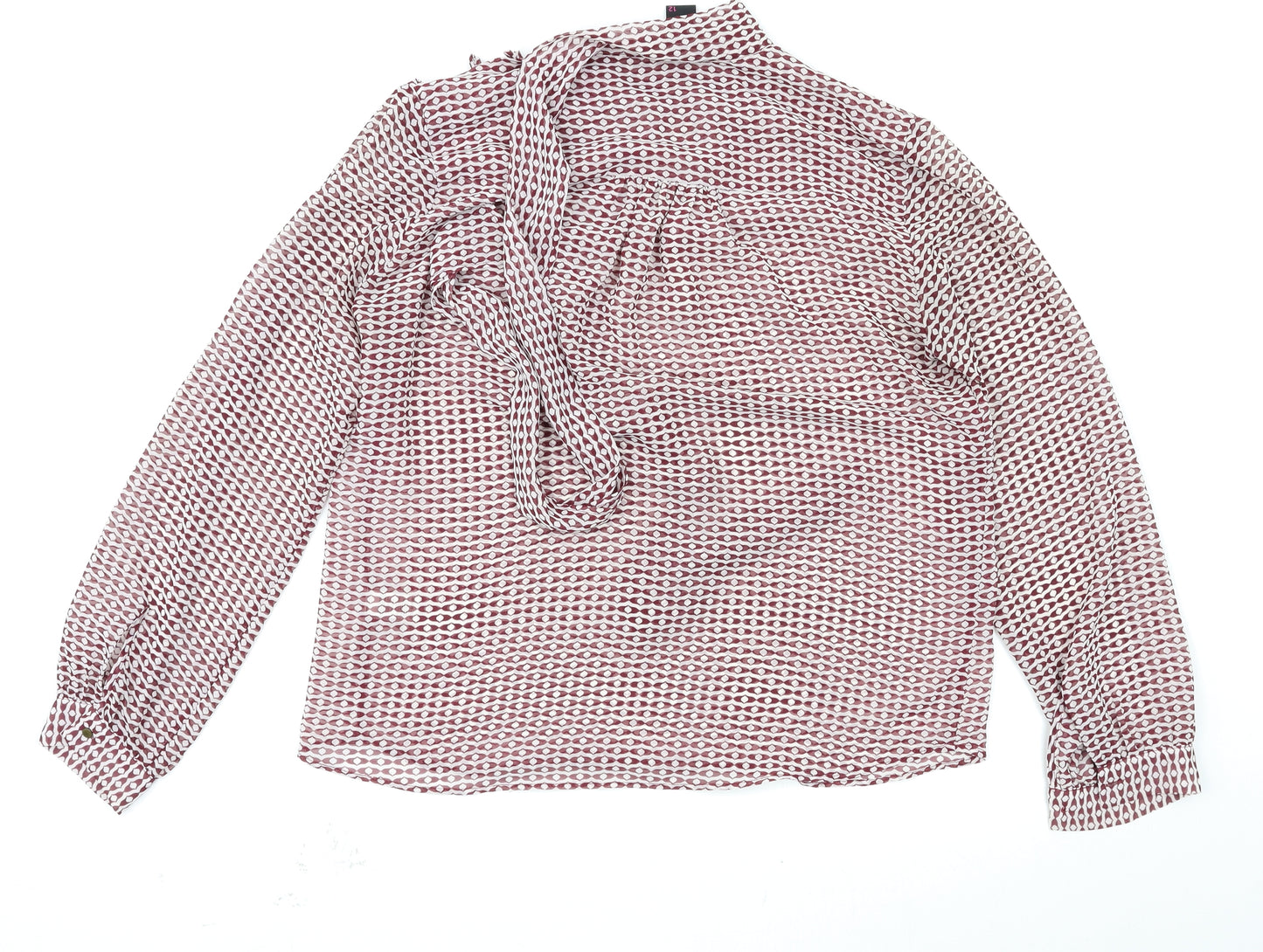 TU Womens Red Argyle/Diamond  Basic Blouse Size 12