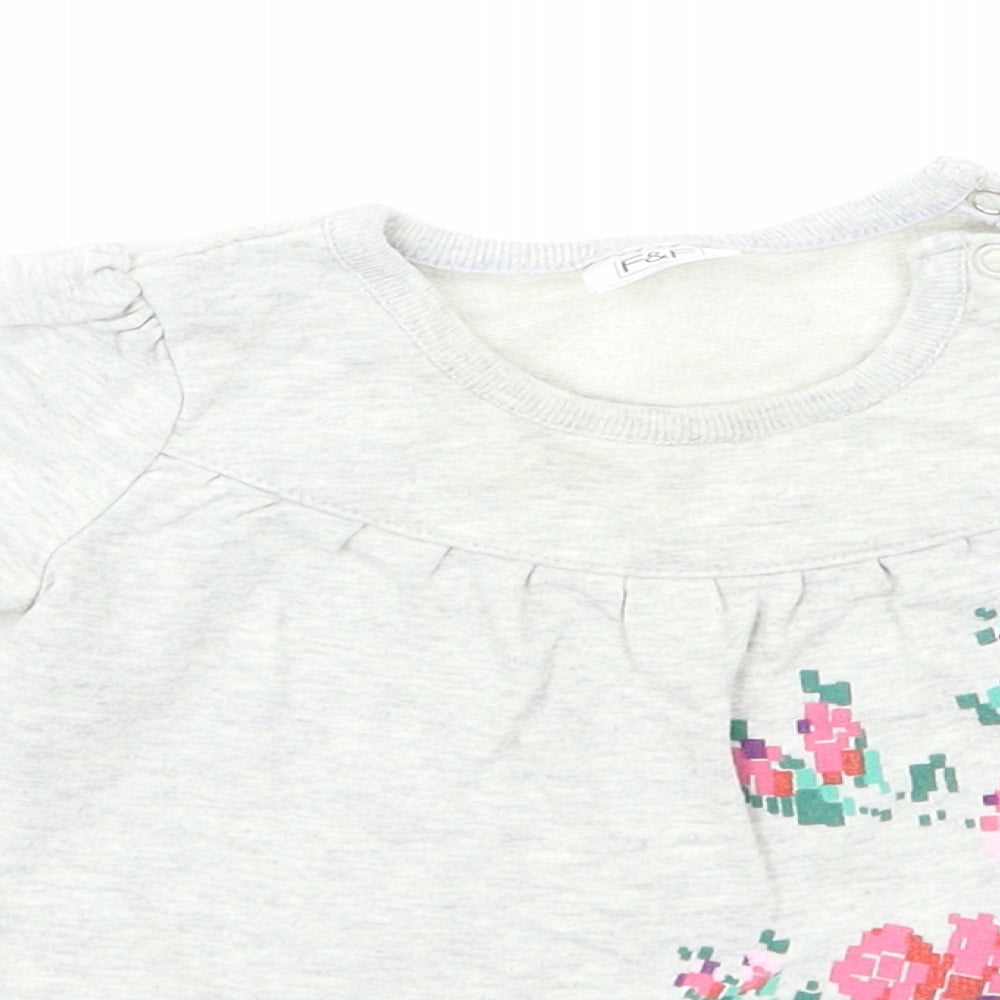 F&F Girls Grey   Pullover Jumper Size 3-6 Months