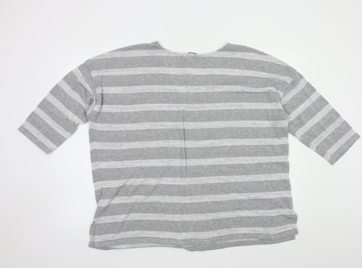 TU Womens Grey Striped  Pullover Jumper Size 22