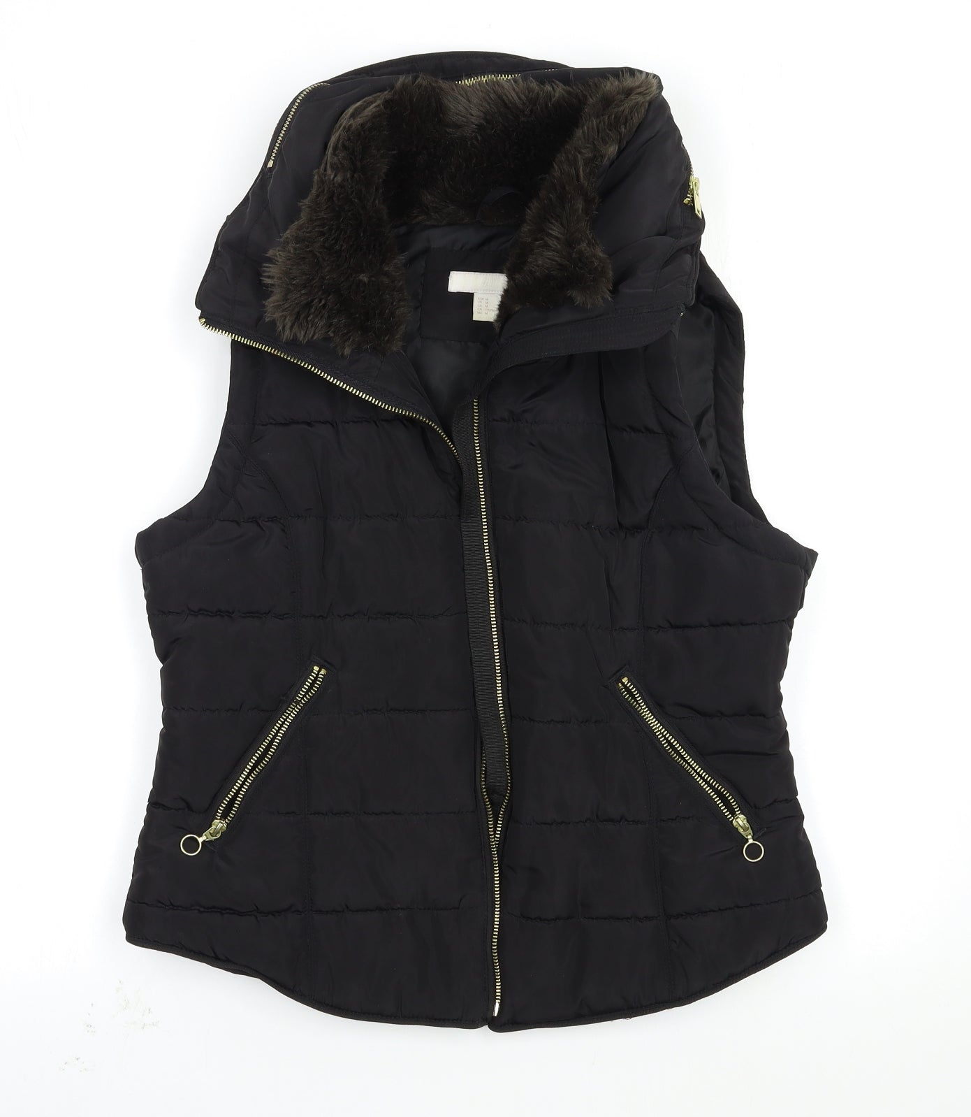 H&M Womens Black   Gilet Coat Size M