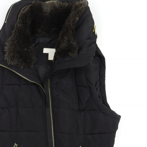 H&M Womens Black   Gilet Coat Size M