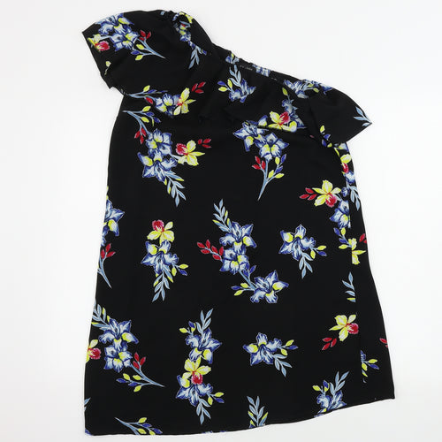 New Look  Womens Black Floral  A-Line  Size 12