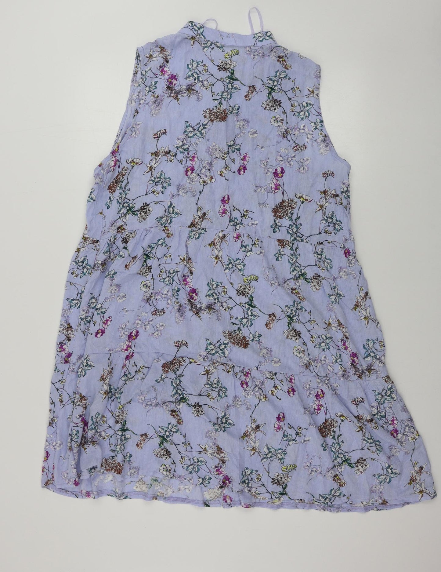 cerulean  Womens Blue Floral  Basic Button-Up Size L