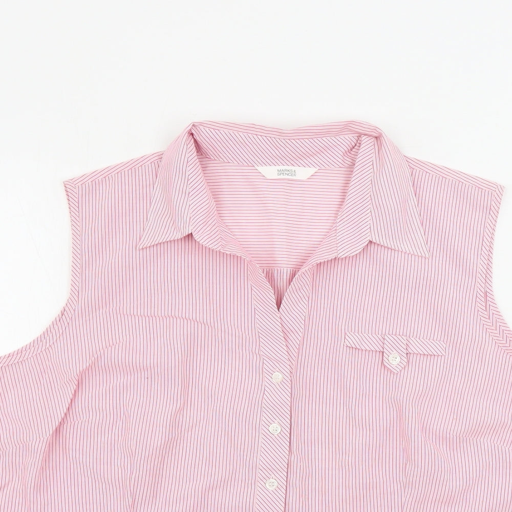 Marks and Spencer  Womens Pink Striped  Basic Button-Up Size 18