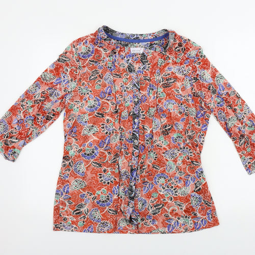 Marks and Spencer  Womens Red Geometric  Basic Button-Up Size 16