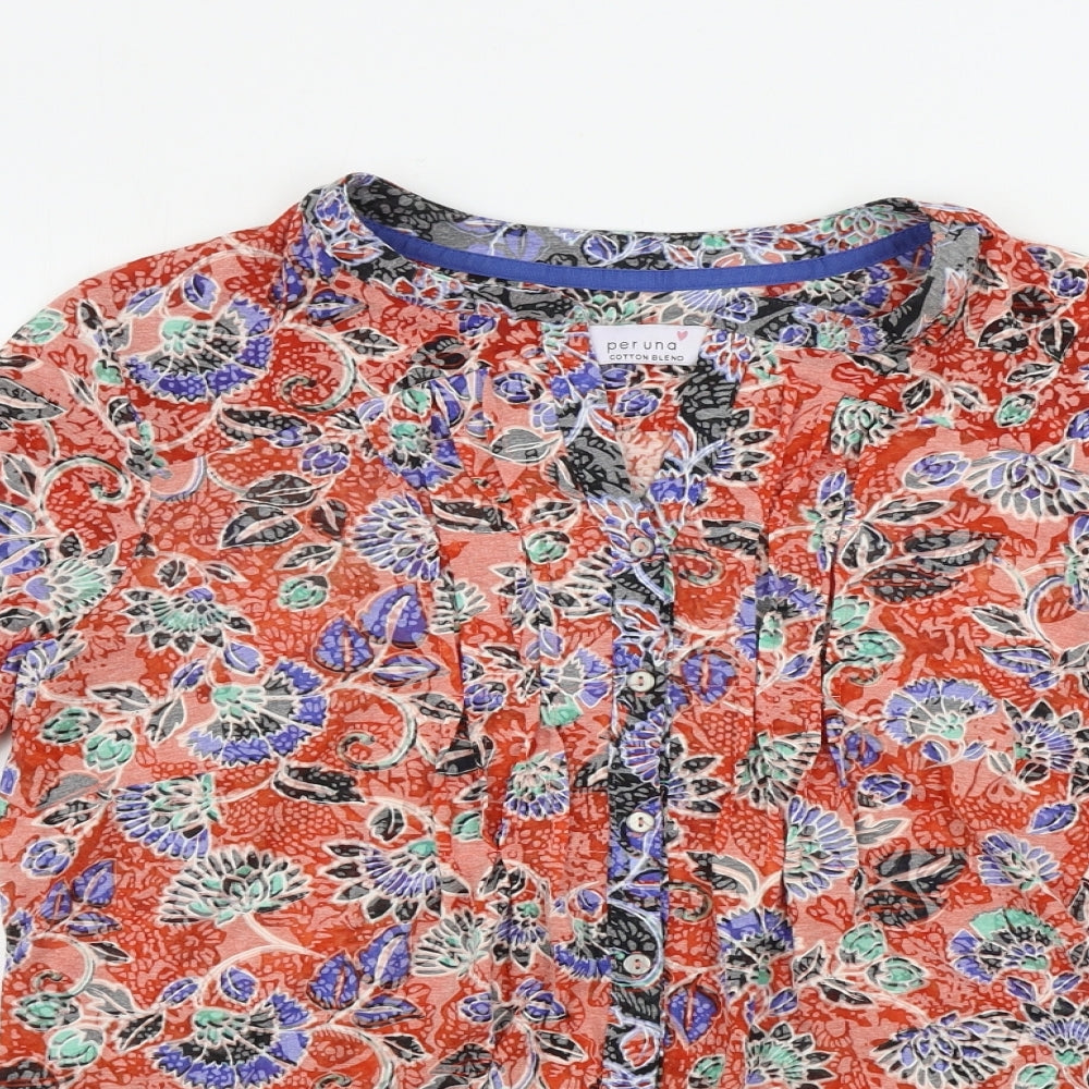 Marks and Spencer  Womens Red Geometric  Basic Button-Up Size 16