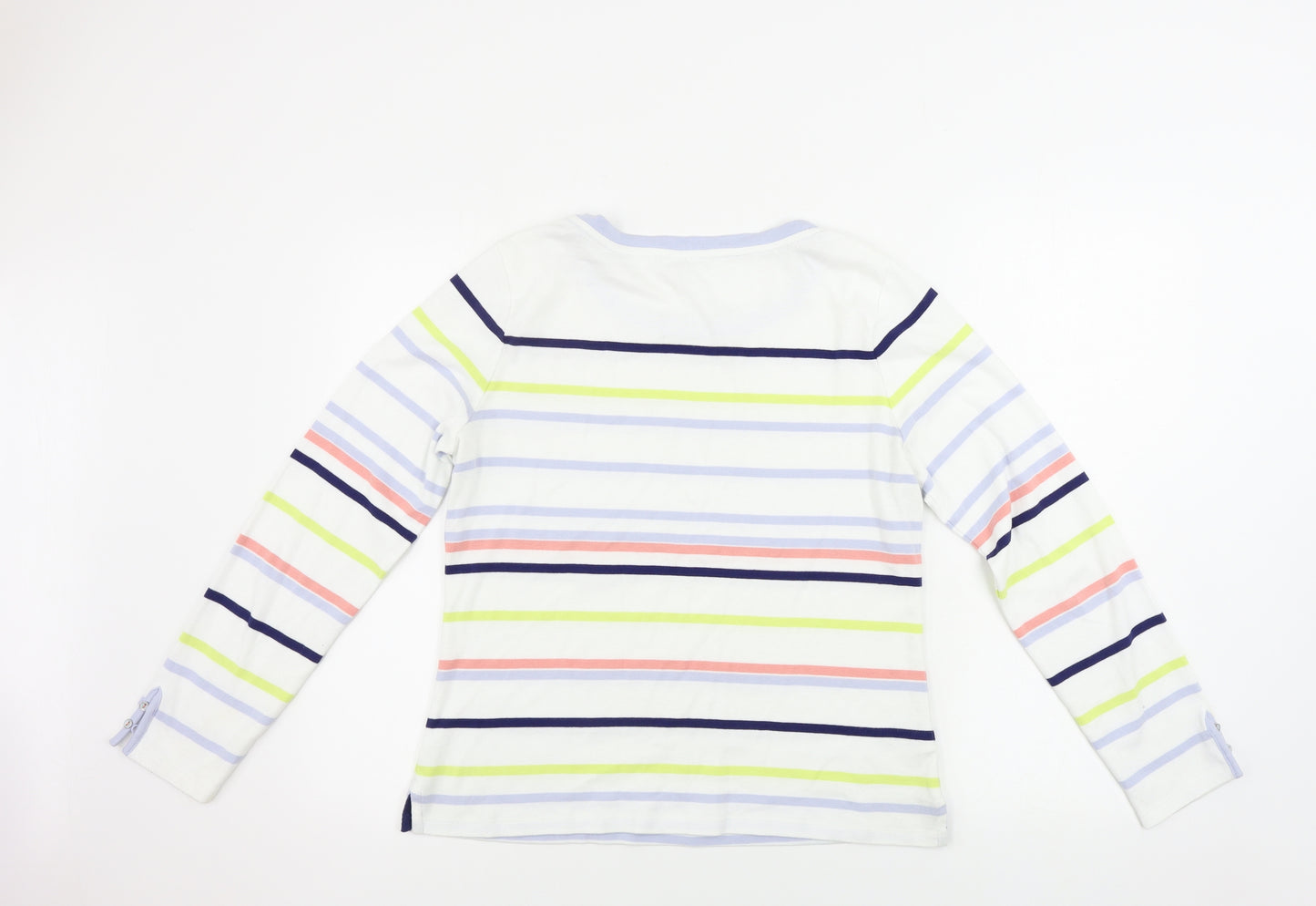 Laura Ashley  Womens White Striped  Basic T-Shirt Size 12