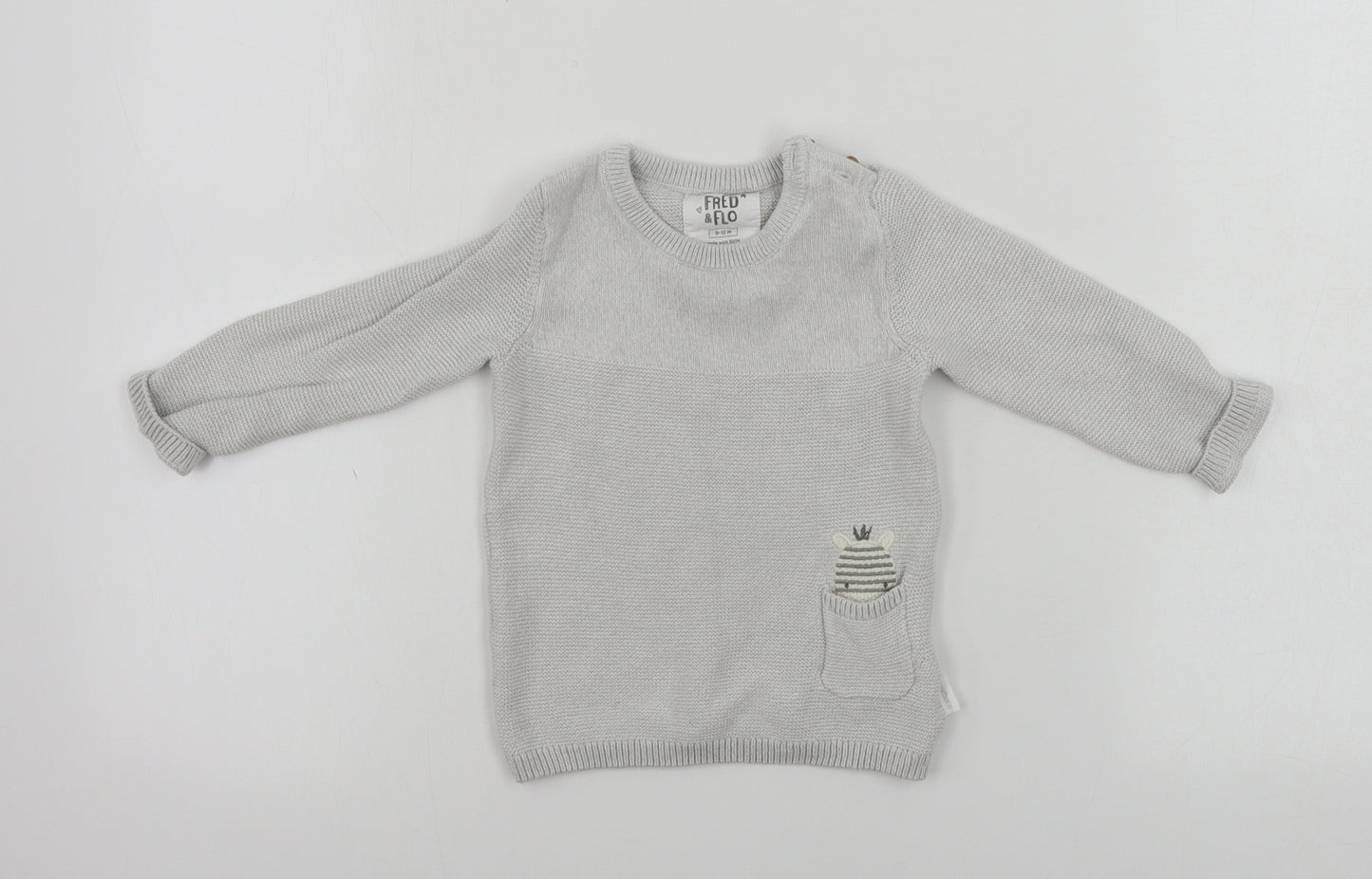 F&F  Boys Grey   Pullover Jumper Size 9-12 Months