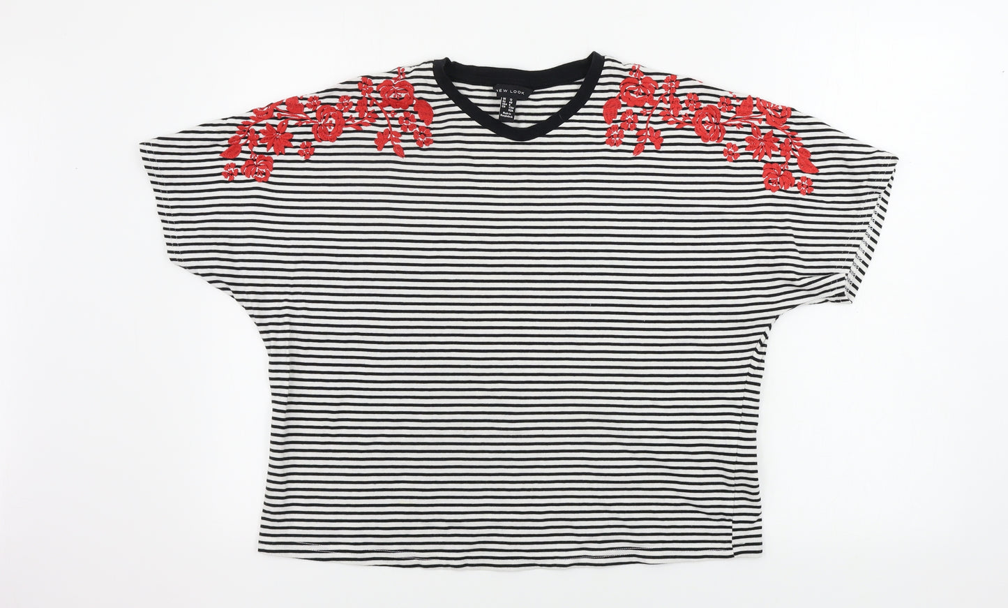 New Look  Womens White Striped  Basic T-Shirt Size 12