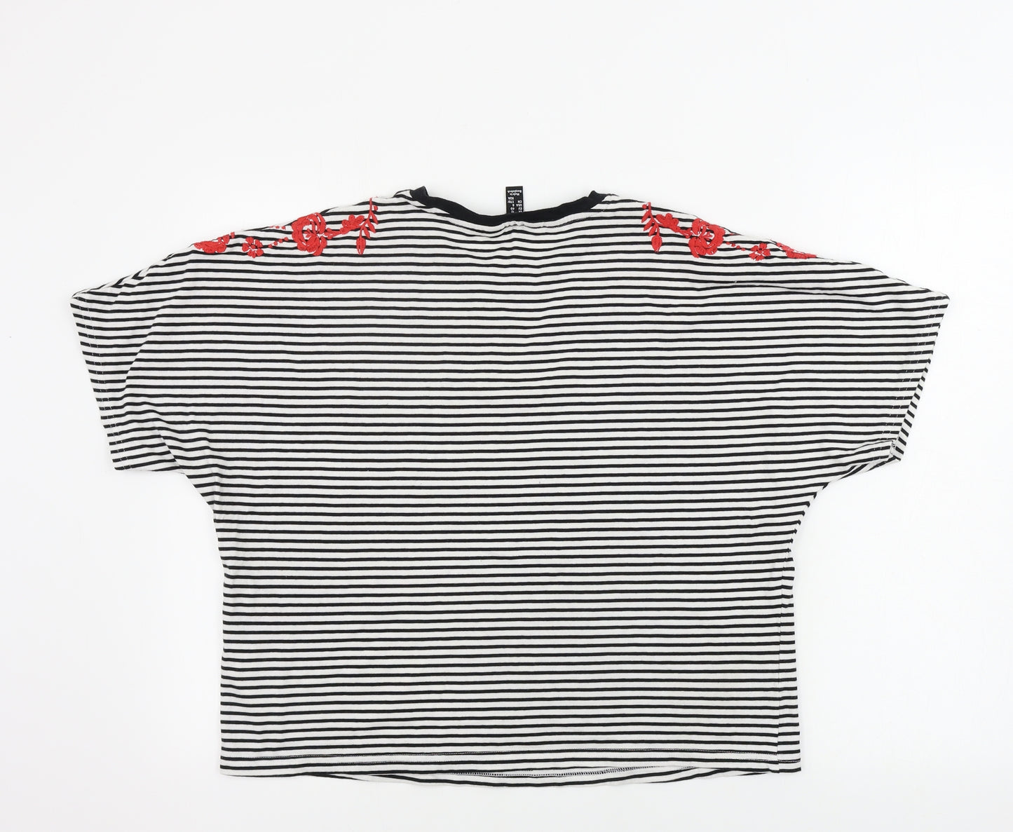 New Look  Womens White Striped  Basic T-Shirt Size 12