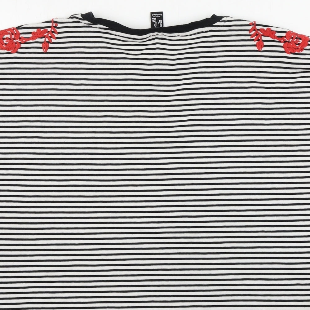 New Look  Womens White Striped  Basic T-Shirt Size 12