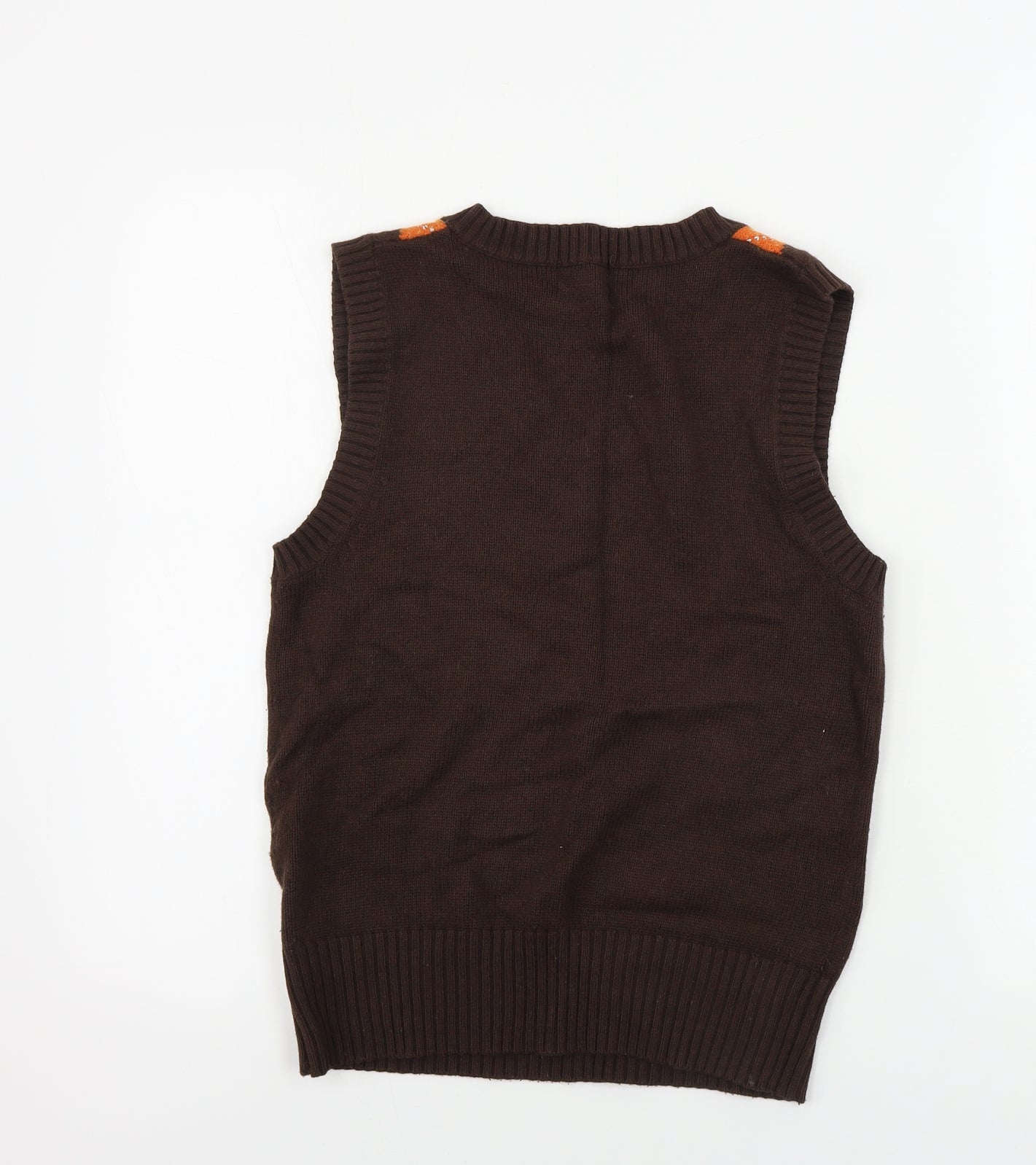 H&M  Girls Brown Geometric  Vest Jumper Size 12-13 Years