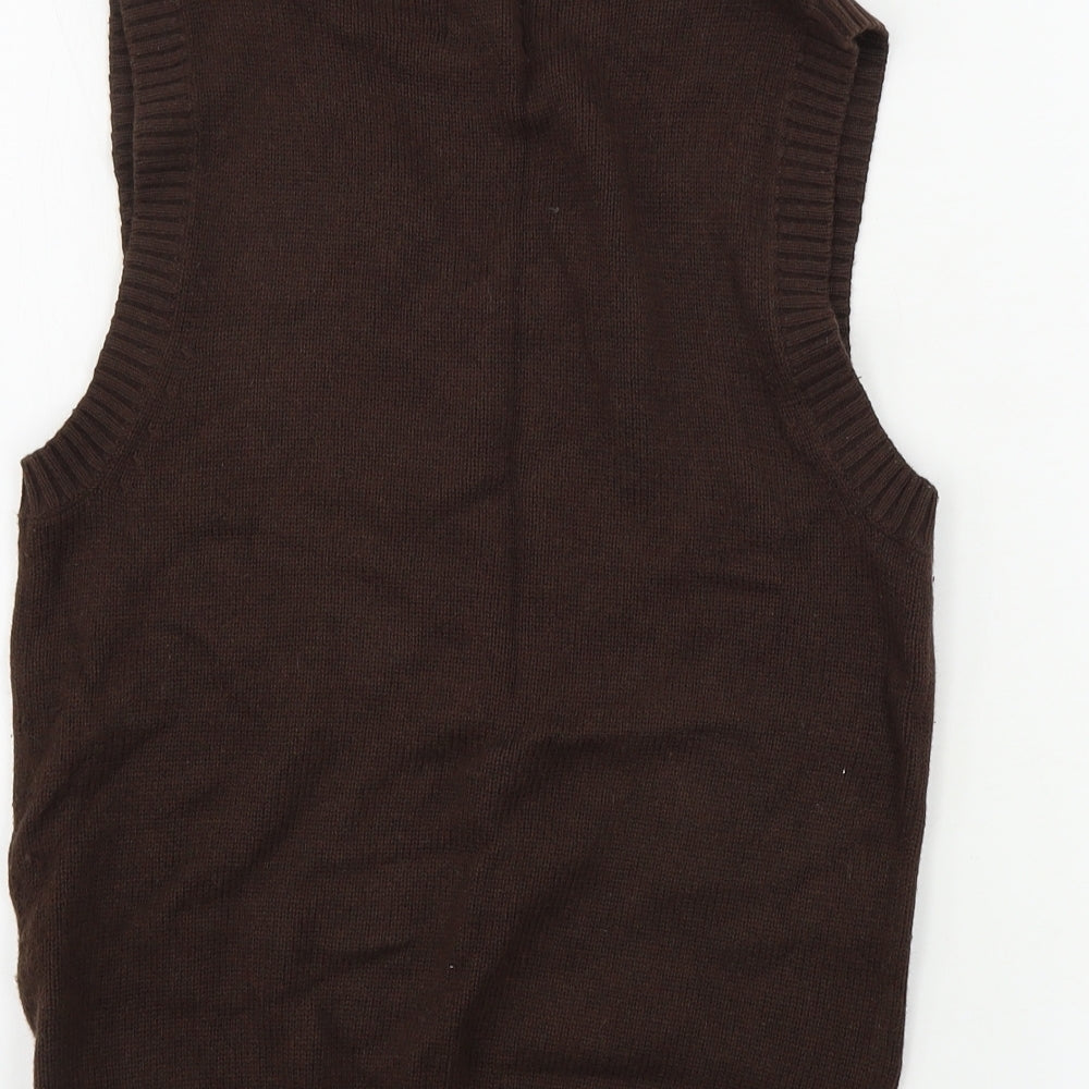 H&M  Girls Brown Geometric  Vest Jumper Size 12-13 Years