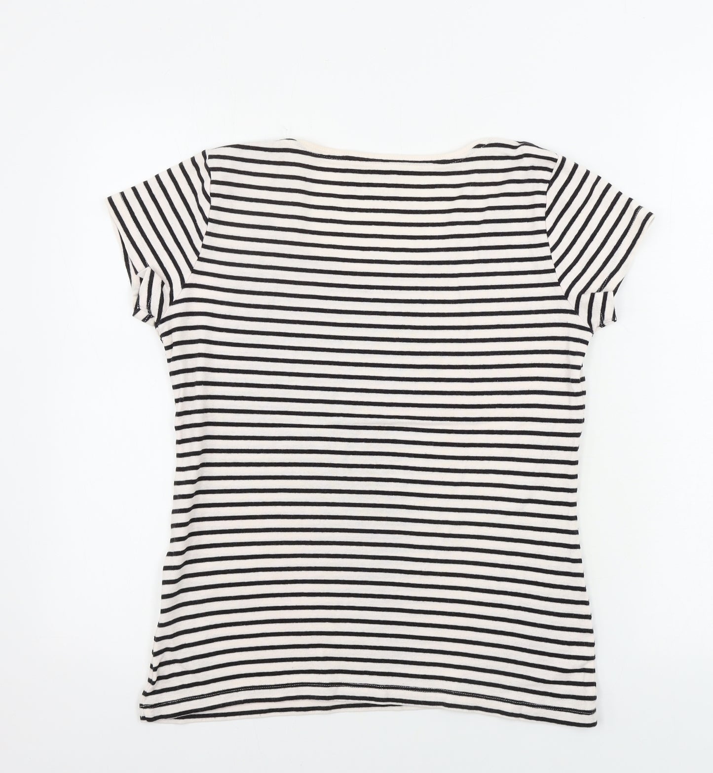Papaya  Womens White Striped  Basic T-Shirt Size 14