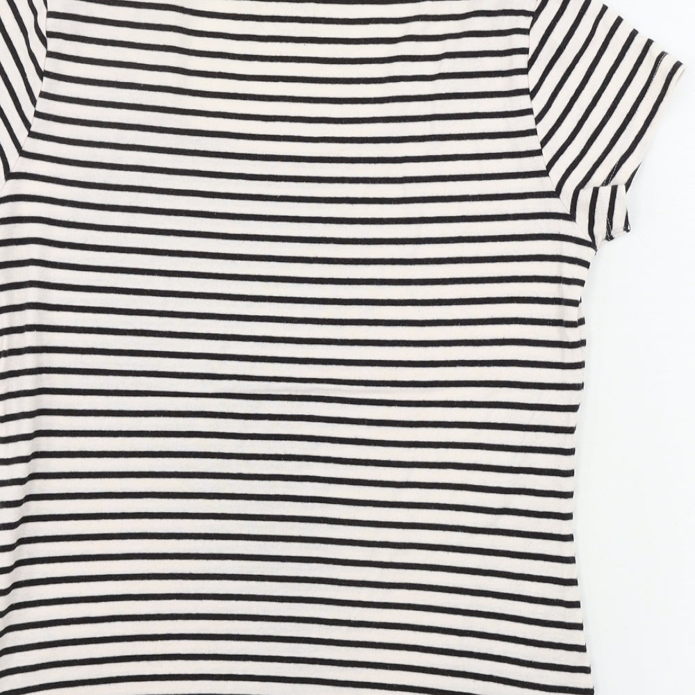 Papaya  Womens White Striped  Basic T-Shirt Size 14