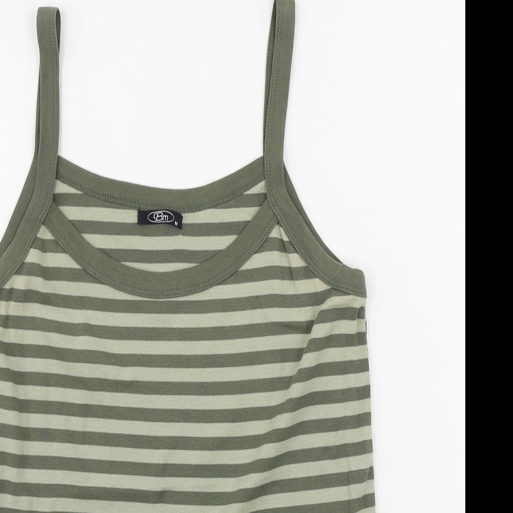 bm collection       Womens Green Striped  Basic Tank Size M