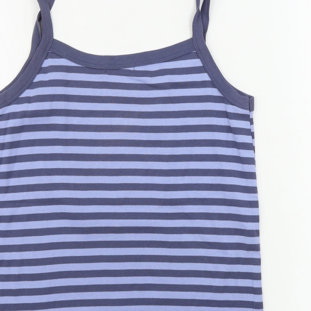 bm collection       Womens Blue Striped  Basic Tank Size M