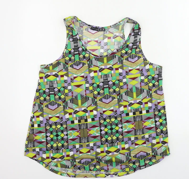 Atmosphere  Womens Green Geometric  Basic Tank Size 12