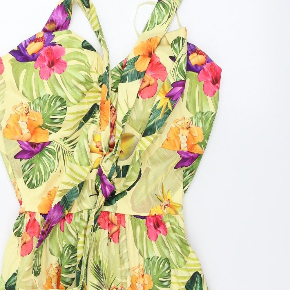 Lindy Bay  Womens Beige Floral  A-Line  Size 14