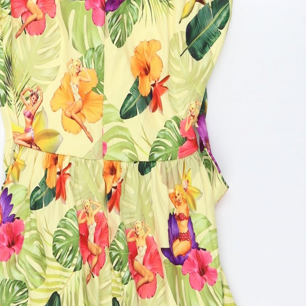 Lindy Bay  Womens Beige Floral  A-Line  Size 14