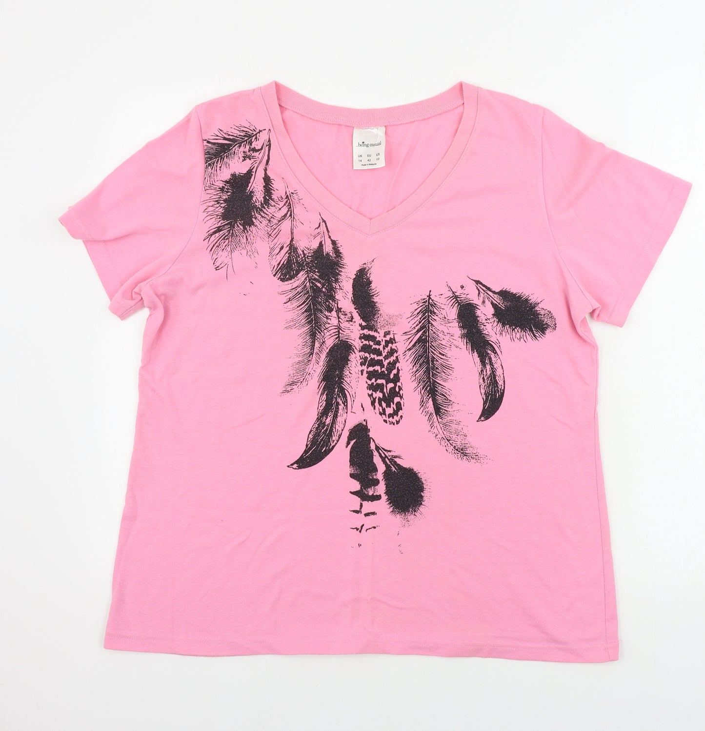 being casual   Womens Pink   Basic T-Shirt Size 14