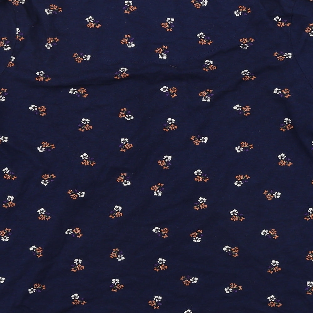 TU Womens Blue Floral  Basic T-Shirt Size 10