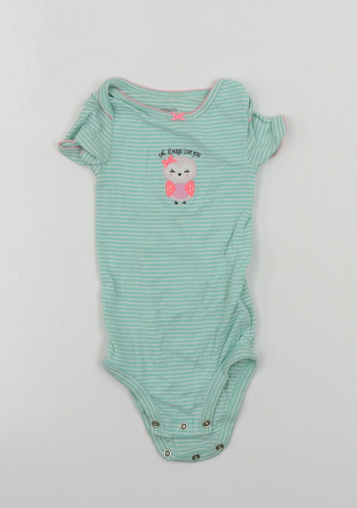 simple joys  Girls Blue Striped  Babygrow One-Piece Size 12 Months