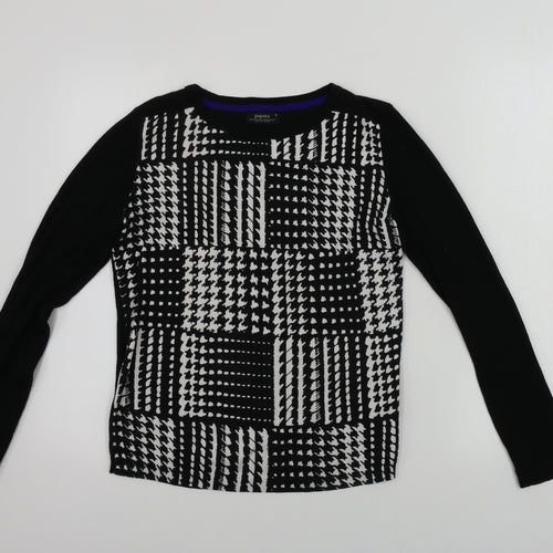 Matalan  Womens Black Geometric  Pullover Jumper Size 8