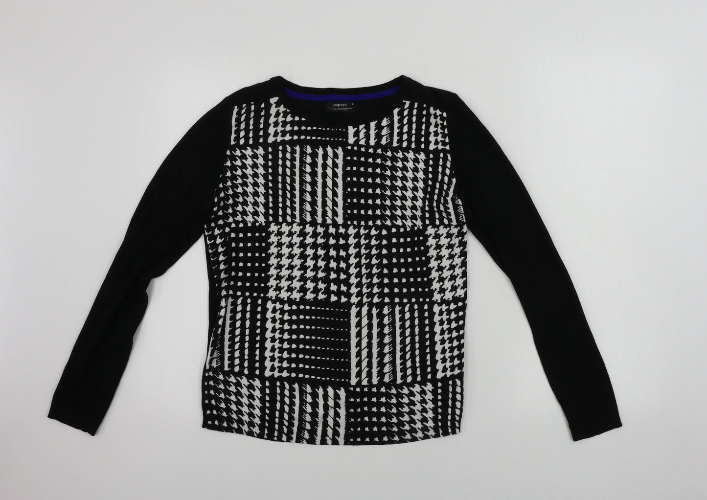 Matalan  Womens Black Geometric  Pullover Jumper Size 8