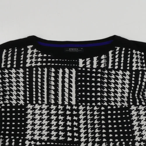 Matalan  Womens Black Geometric  Pullover Jumper Size 8