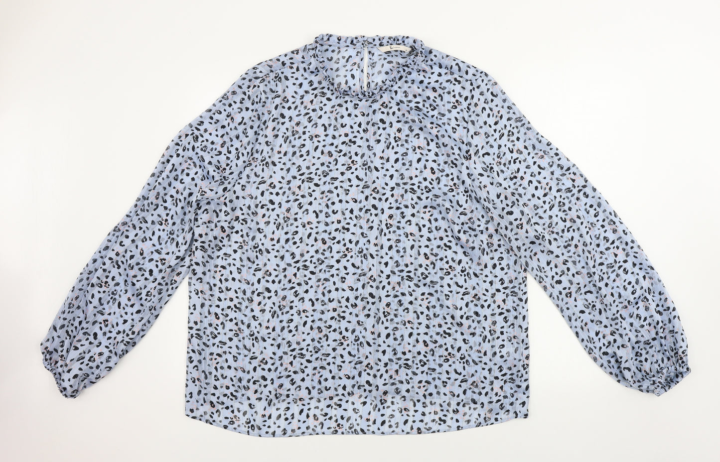 TU Womens Blue Animal Print  Basic Blouse Size 20