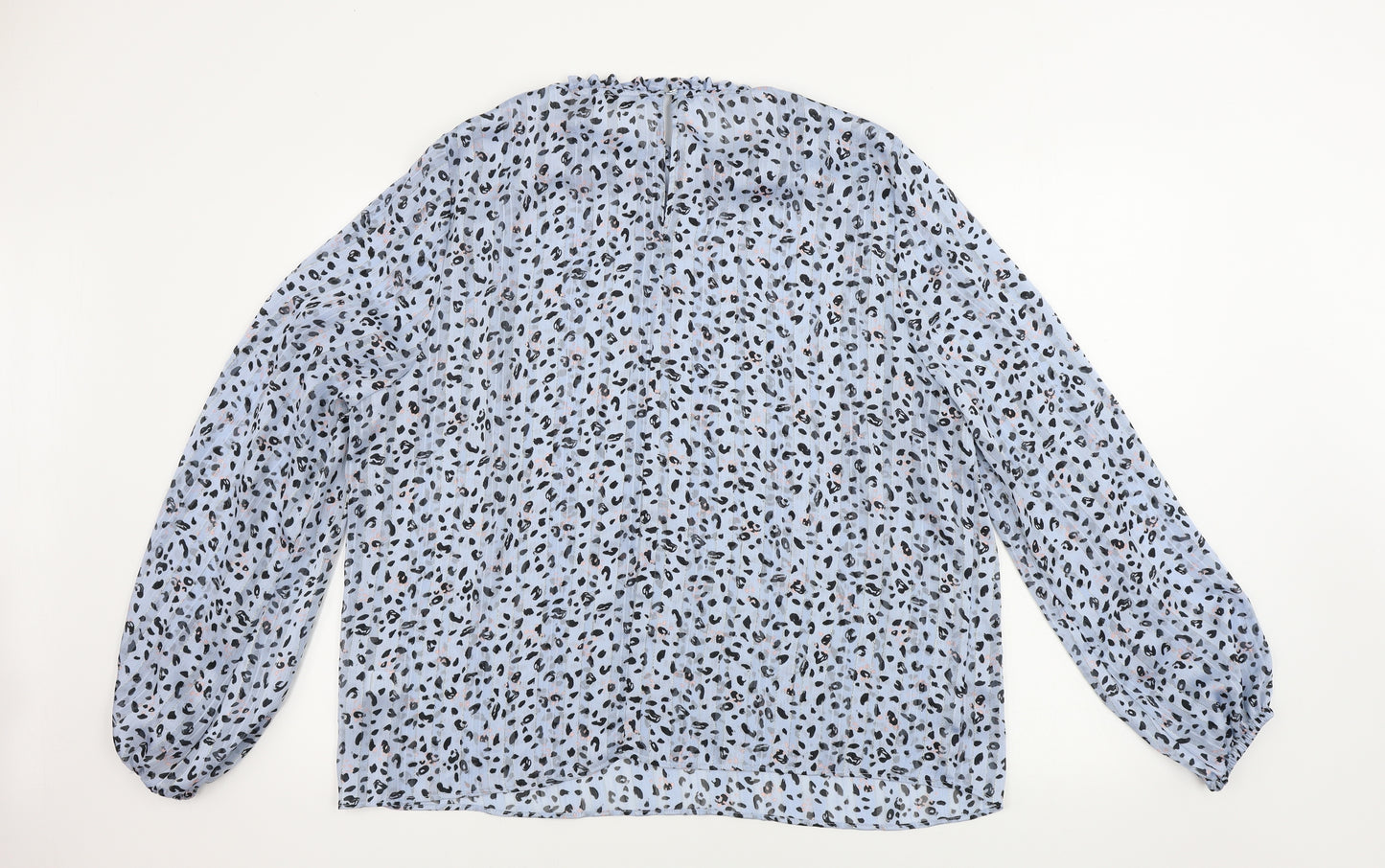 TU Womens Blue Animal Print  Basic Blouse Size 20