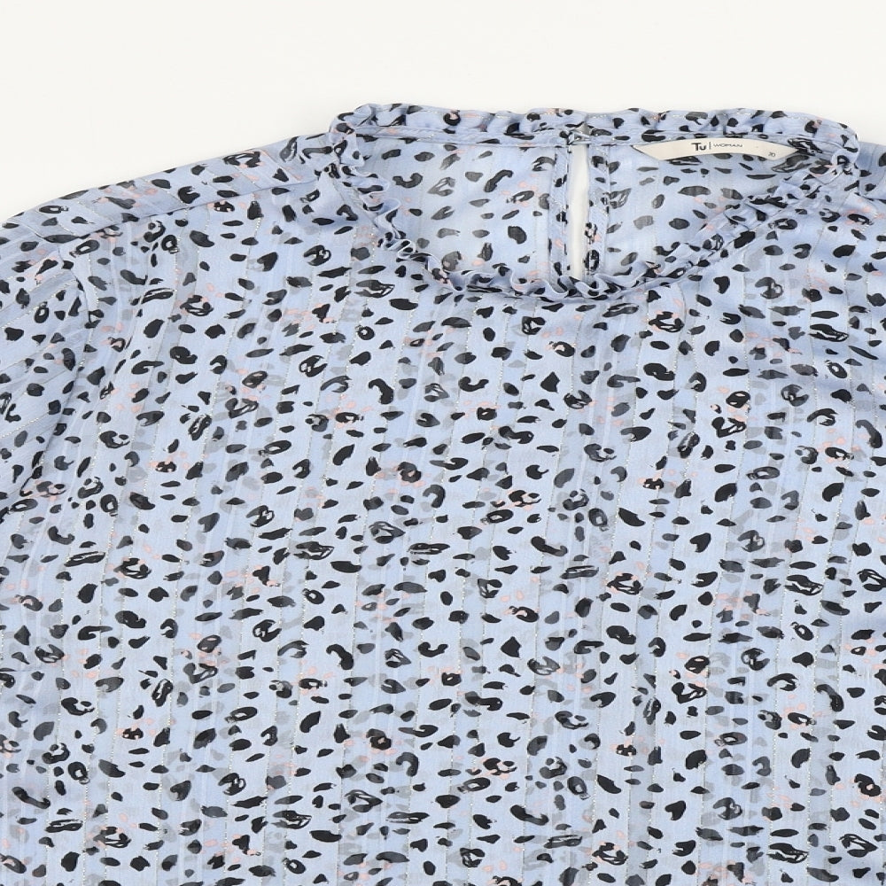 TU Womens Blue Animal Print  Basic Blouse Size 20