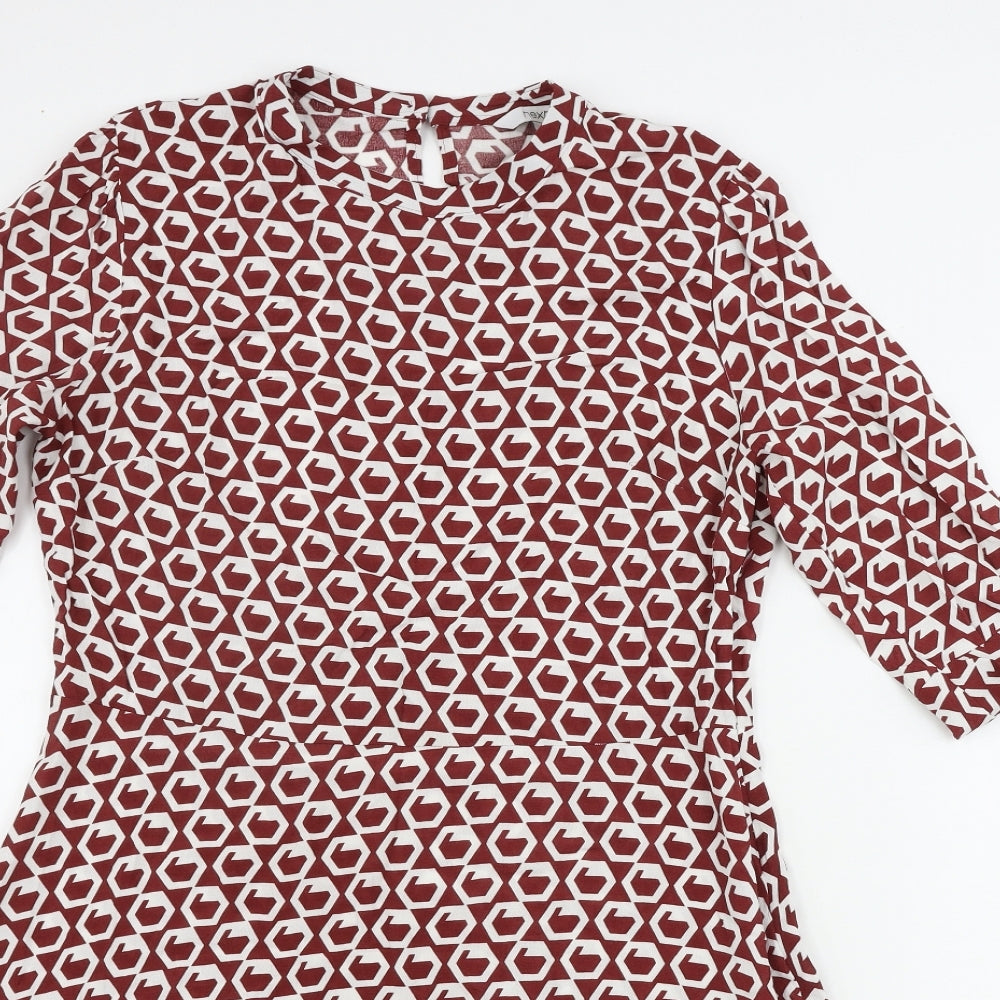 NEXT  Womens Red Geometric  A-Line  Size 12