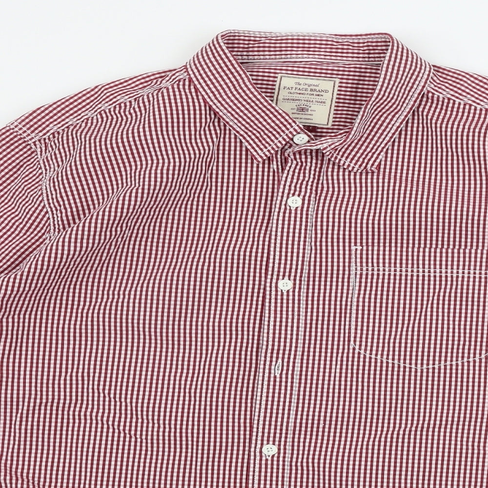 Fat Face Mens Red Check   Button-Up Size XL