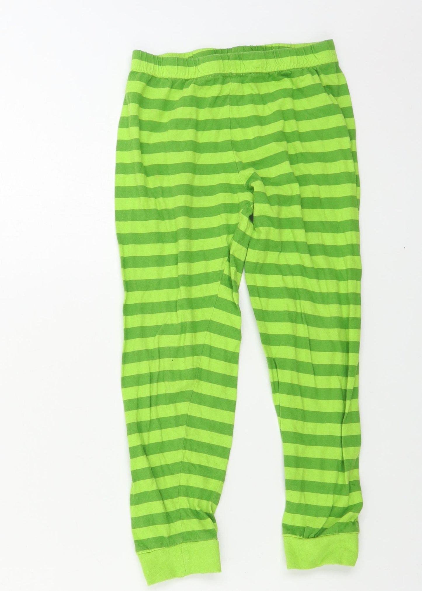 Preworn  Boys Green Striped  Sweatpants Trousers Size 7-8 Years